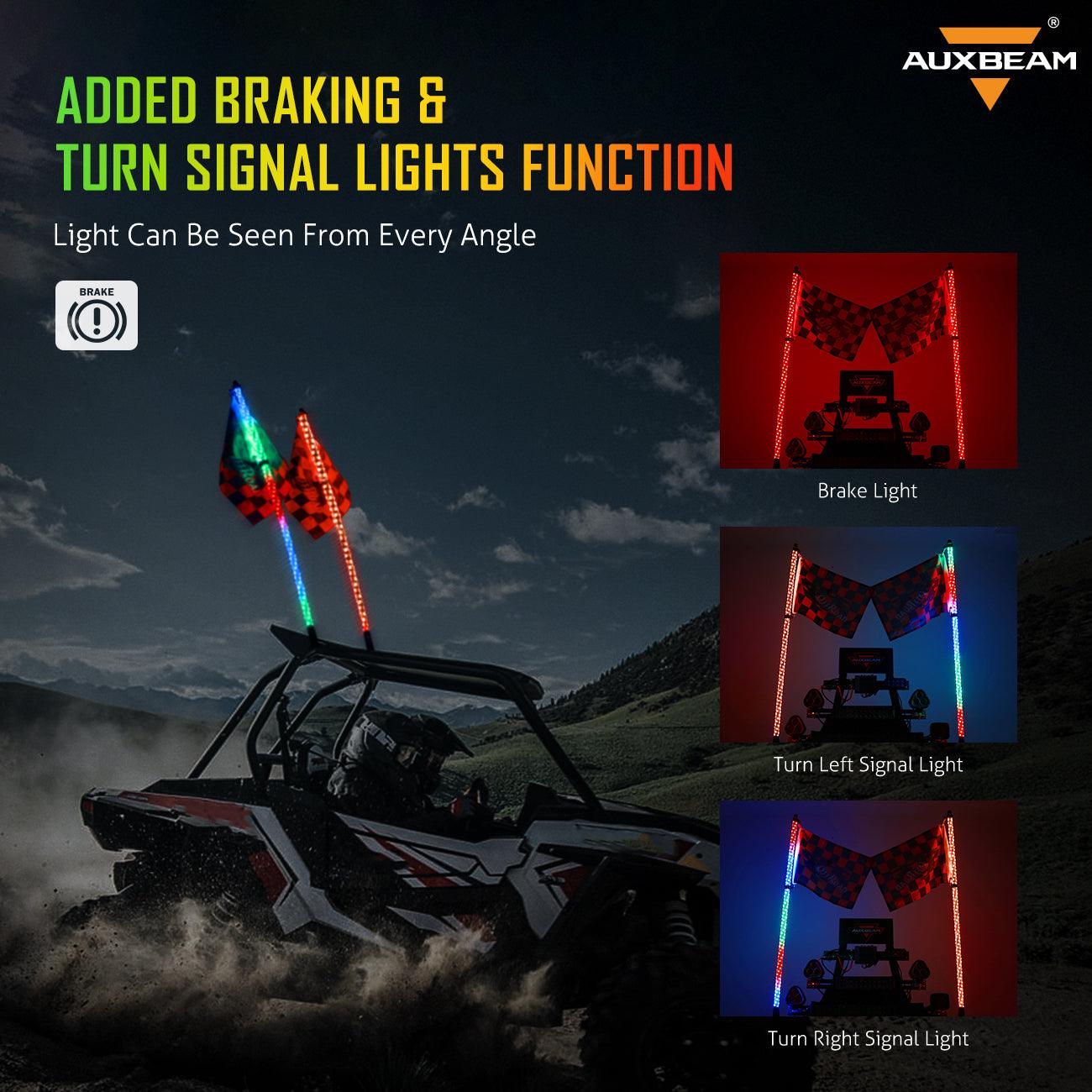 3FT/4FT LED RGB Whip Lights & Rear Pillar Flagpole Light Brackets Combo for Can-Am Maverick X3 2017 2018 2019 2020 2021