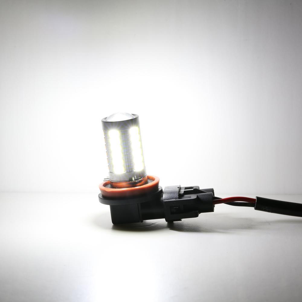 مصابيح ضباب LED H11 H9 H8 H16JP/DRL، 50 واط، 4000 لومن، 6500 كلفن، بيضاء، سلسلة 33LED | مصباحان