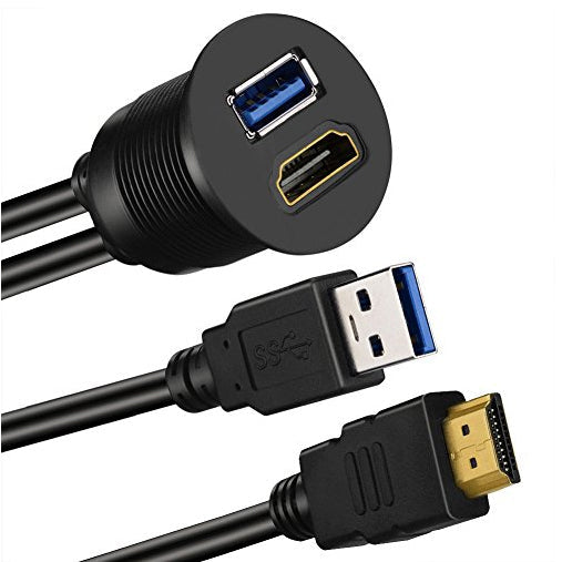 AMPIRE HDMI/USB built-in socket with 15cm cable