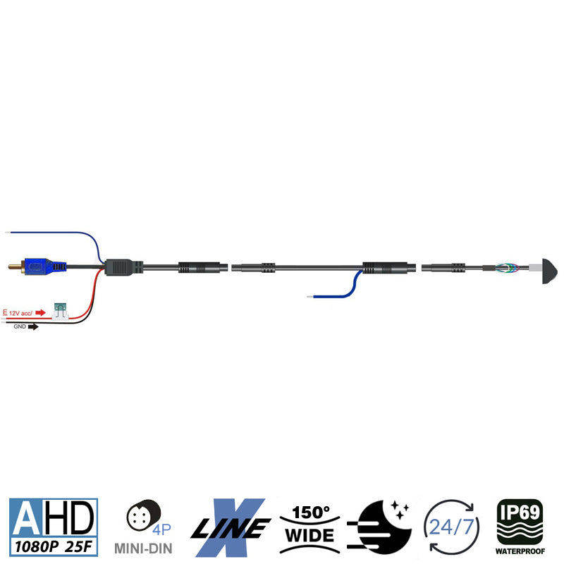 AMPIRE Mini reversing camera (AHD), 150°
