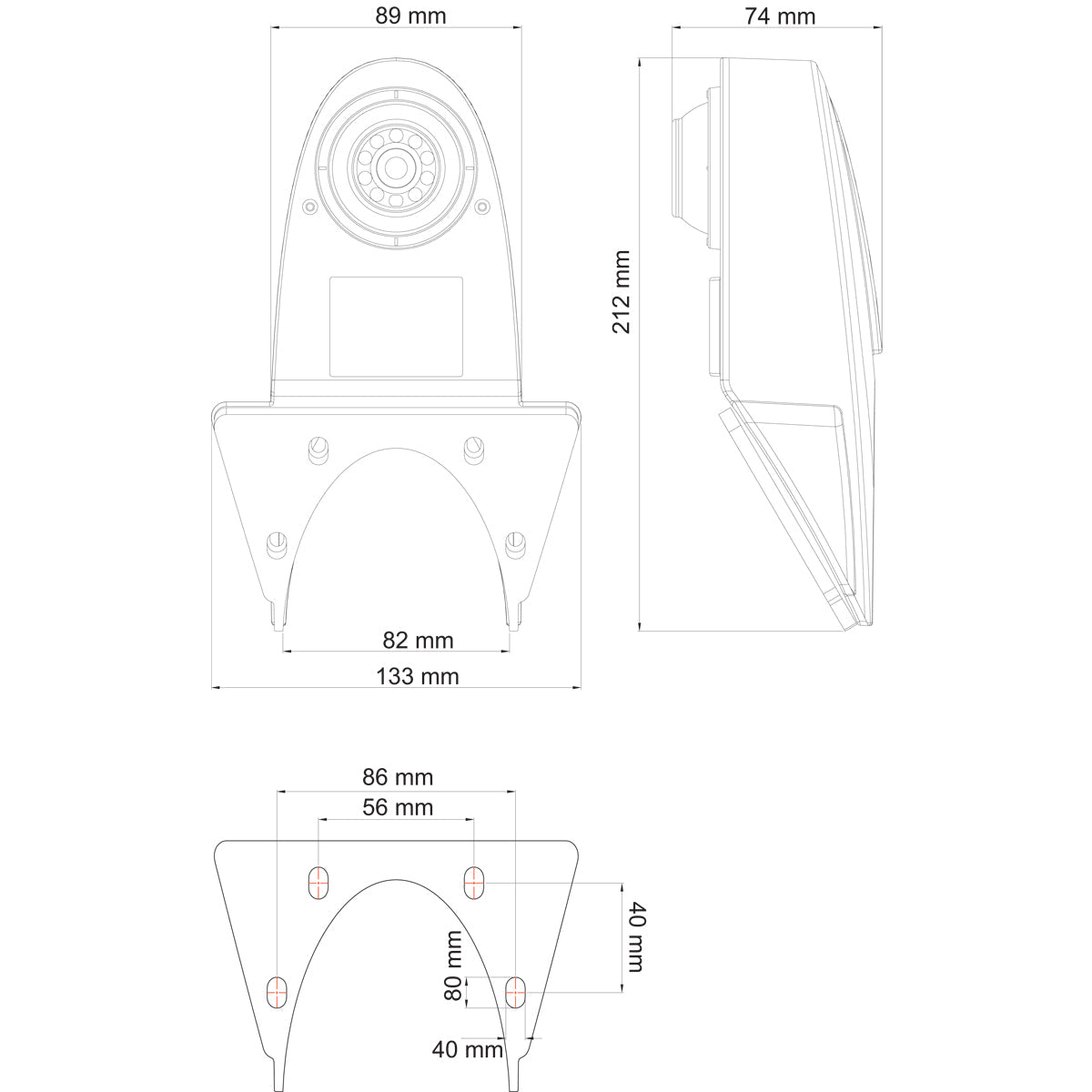 كاميرا الرؤية الخلفية AMPIRE (AHD)، 95 درجة، 35.5 مم، عالمية، سوداء