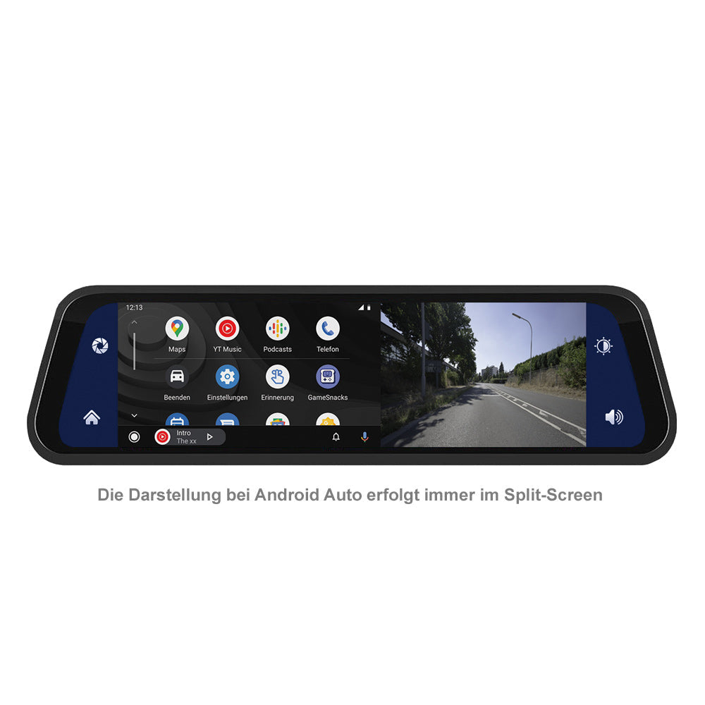 AMPIRE smartphone mirror monitor 22.9cm (9'') AHD Dual Dashcam &amp; Rearview camera