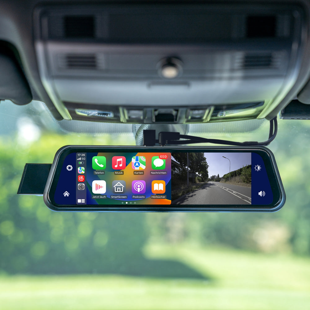 Moniteur de rétroviseur pour smartphone AMPIRE 22,9 cm (9'') AHD Dual Dashcam et caméra de rétroviseur