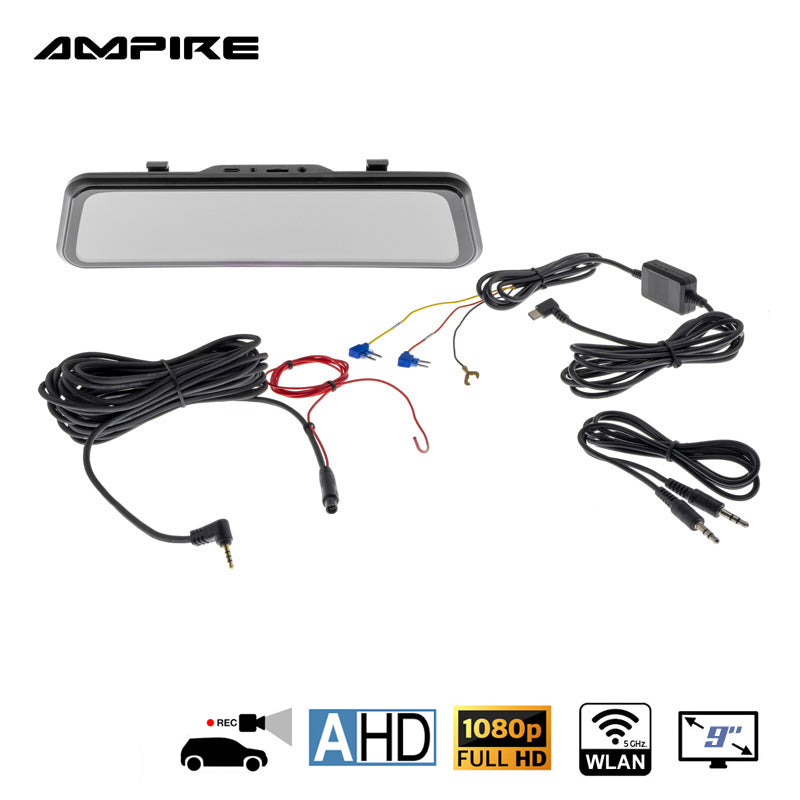 شاشة AMPIRE للهواتف الذكية بمرآة مقاس 9 بوصات (22.9 سم) مع كاميرا AHD ومدخل RVC (AHD)
