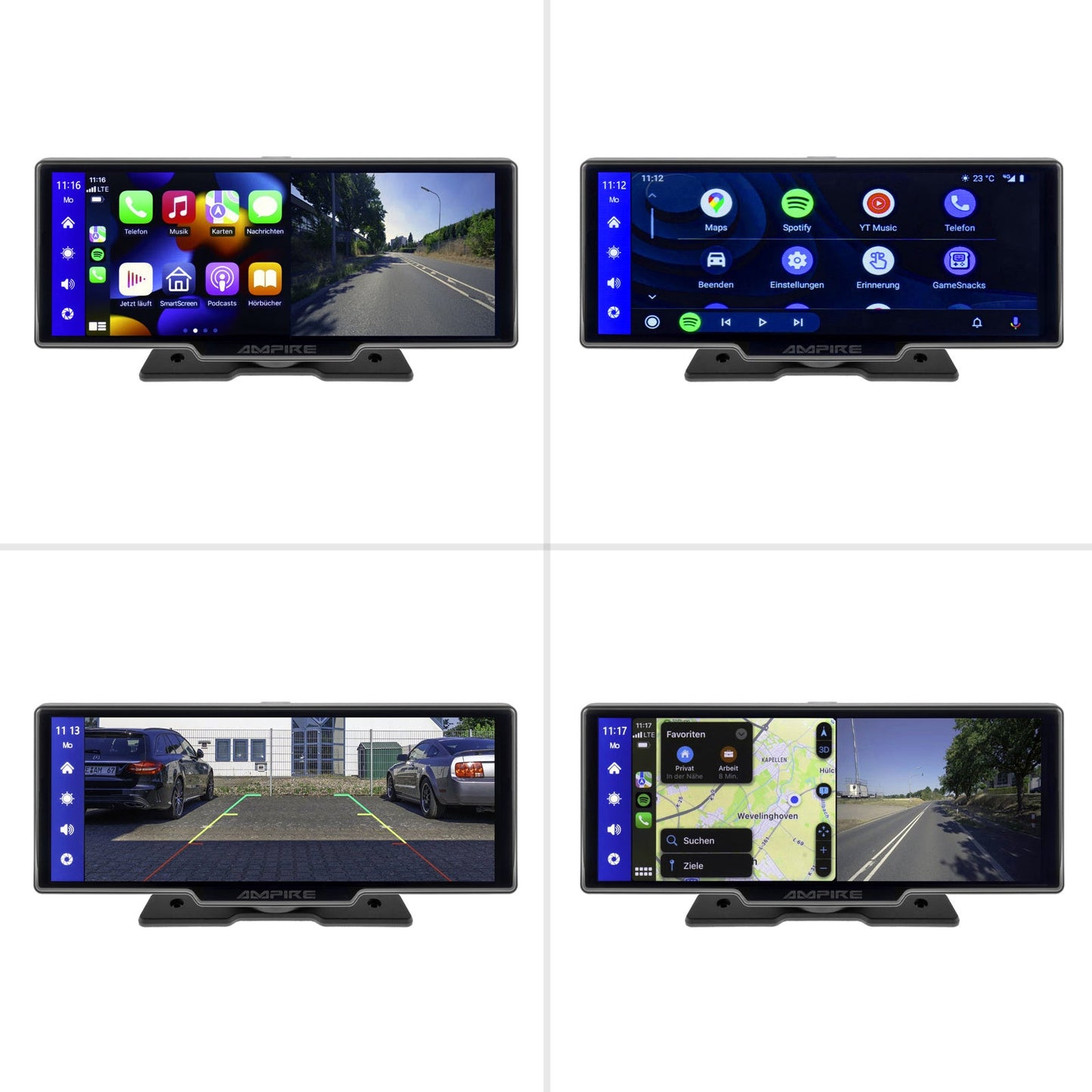 AMPIRE smartphone monitor 25.4cm (10'') with AHD Dashcam and RVC input (AHD)