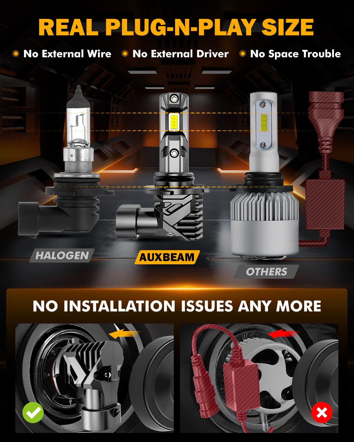 🆕9005+9006 LED Headlight Bulbs Q15 Series Fanless&Wireless 60W 18000LM 6500K Cool White | 4 Bulbs - Auxbeam  – éclairage LED auto