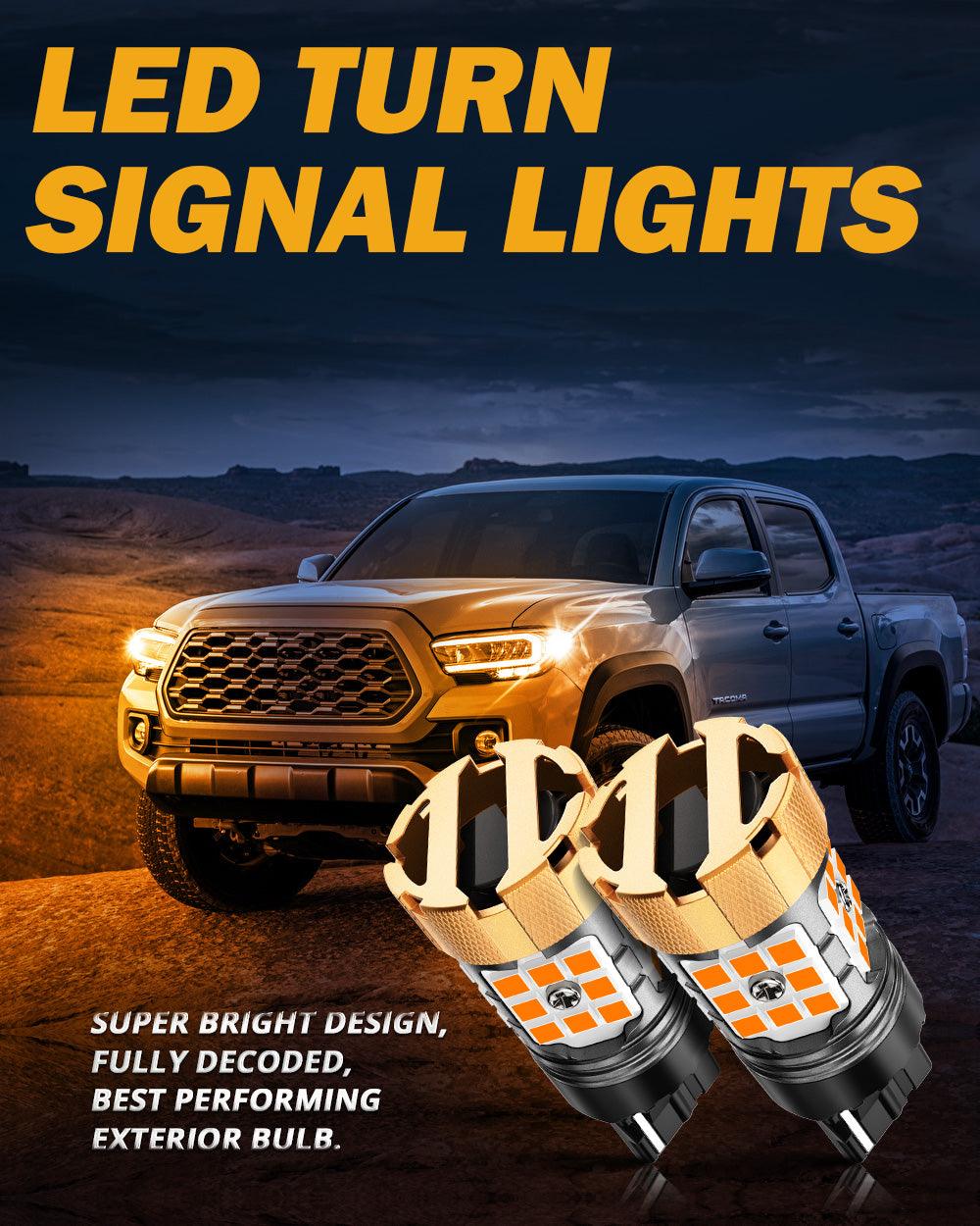 🆕7440 7440A LED Turn Signal Light Rear/Front, Side Maker Light Bulbs 50W 4000LM CAN-Bus Error Free 3000K Amber B21-PRO Series |2 Bulbs