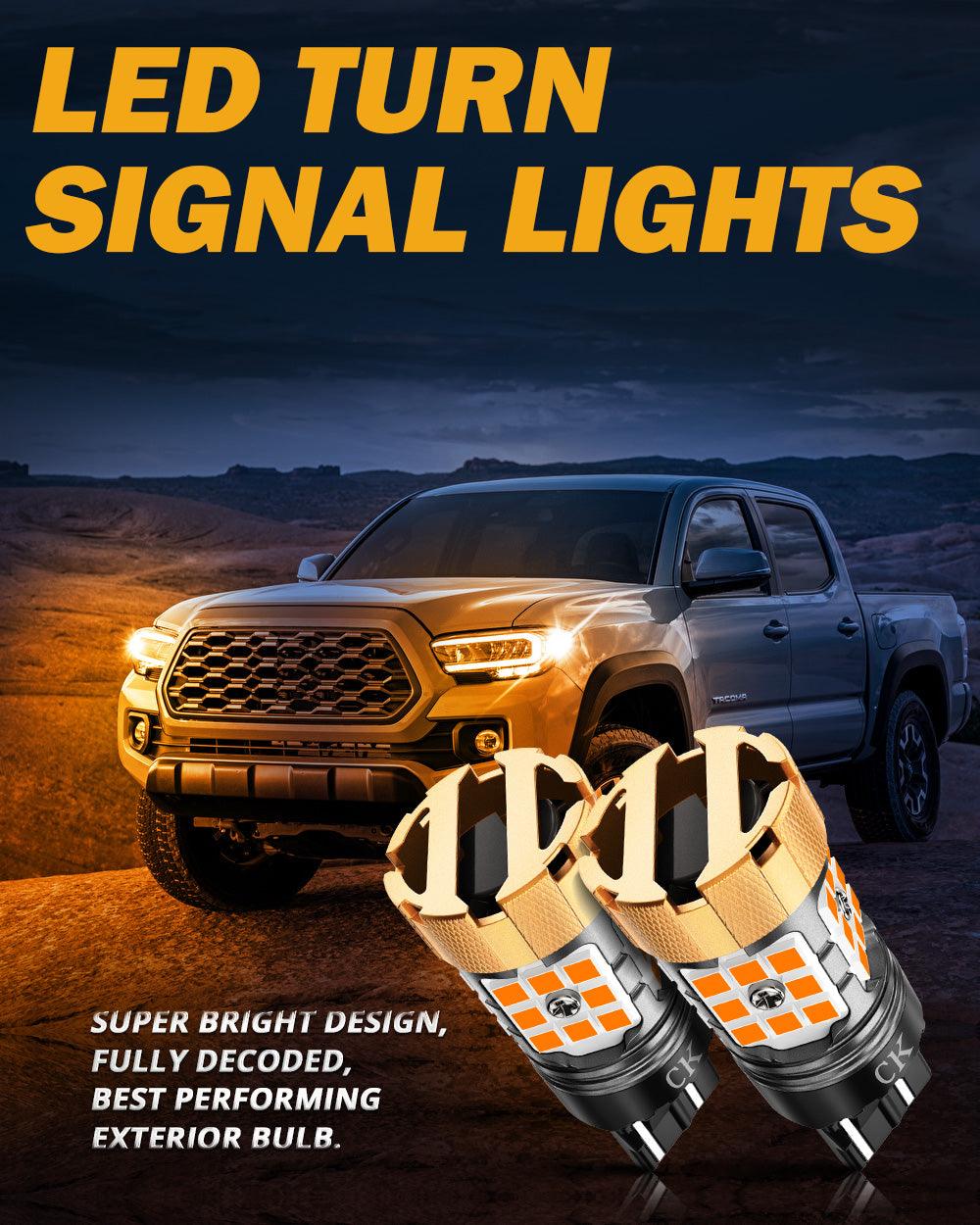 🆕7443 US-CK LED Turn Signal Light Rear/Front, Side Maker Light Bulbs 50W 4000LM CAN-Bus Error Free 3000K Amber B21-PRO Series |2 Bulbs