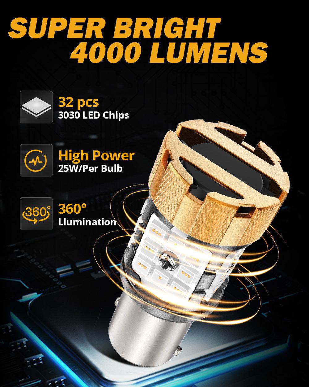 🆕 1157 BAY15D LED Brake/Tail Light Bulbs 50W 4000LM CAN-Bus Error Free Red B21-PRO Series | 2 Bulbs