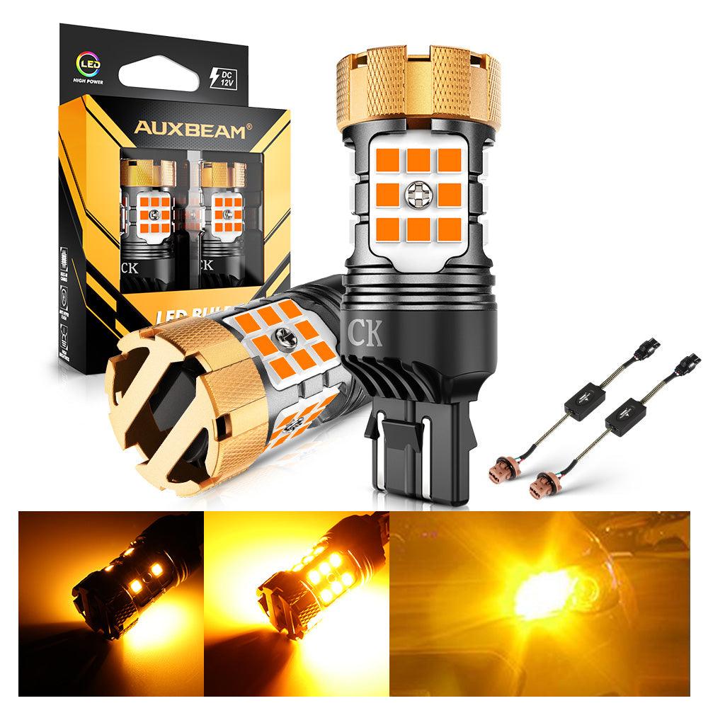 🆕7443 US-CK LED Turn Signal Light Rear/Front, Side Maker Light Bulbs 50W 4000LM CAN-Bus Error Free 3000K Amber B21-PRO Series |2 Bulbs