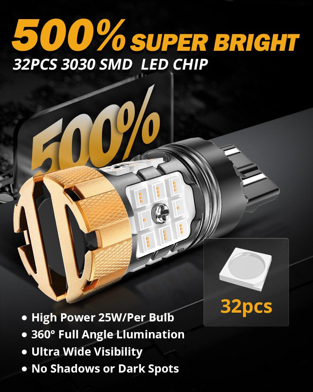 مصابيح LED للفرامل/الخلفية T20 7443 7440، 50 واط، 4000 لومن، خالية من الأخطاء، حمراء، سلسلة B21-PRO | مصباحان
