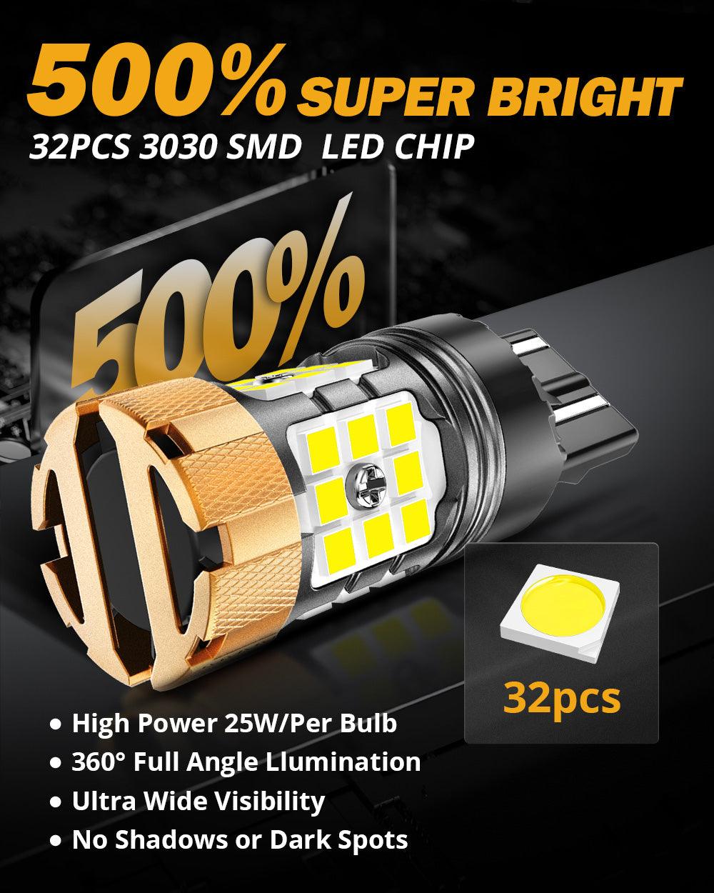 🆕T20 7443 7440 LED Backup Reverse/Turn Signal/Brake Tail Light Bulbs 50W 4000LM CAN-Bus Error Free 6500K White B21-PRO Series | 2 Bulbs