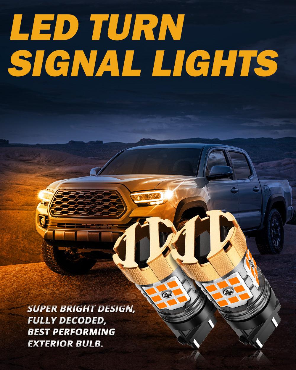 🆕3157 US-CK LED Turn Signal Light Rear/Front, Side Maker Light Bulbs 50W 4000LM CAN-Bus Error Free 3000K Amber B21-PRO Series |2 Bulbs