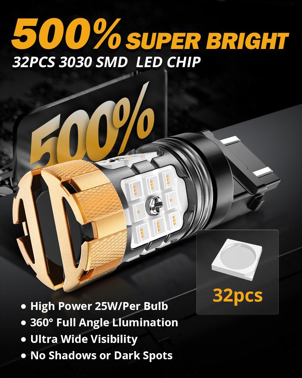 🆕T25 3157 3156 LED Brake/Tail Light Bulbs 50W 4000LM CAN-Bus Error Free Red B21-PRO Series | 2 Bulbs