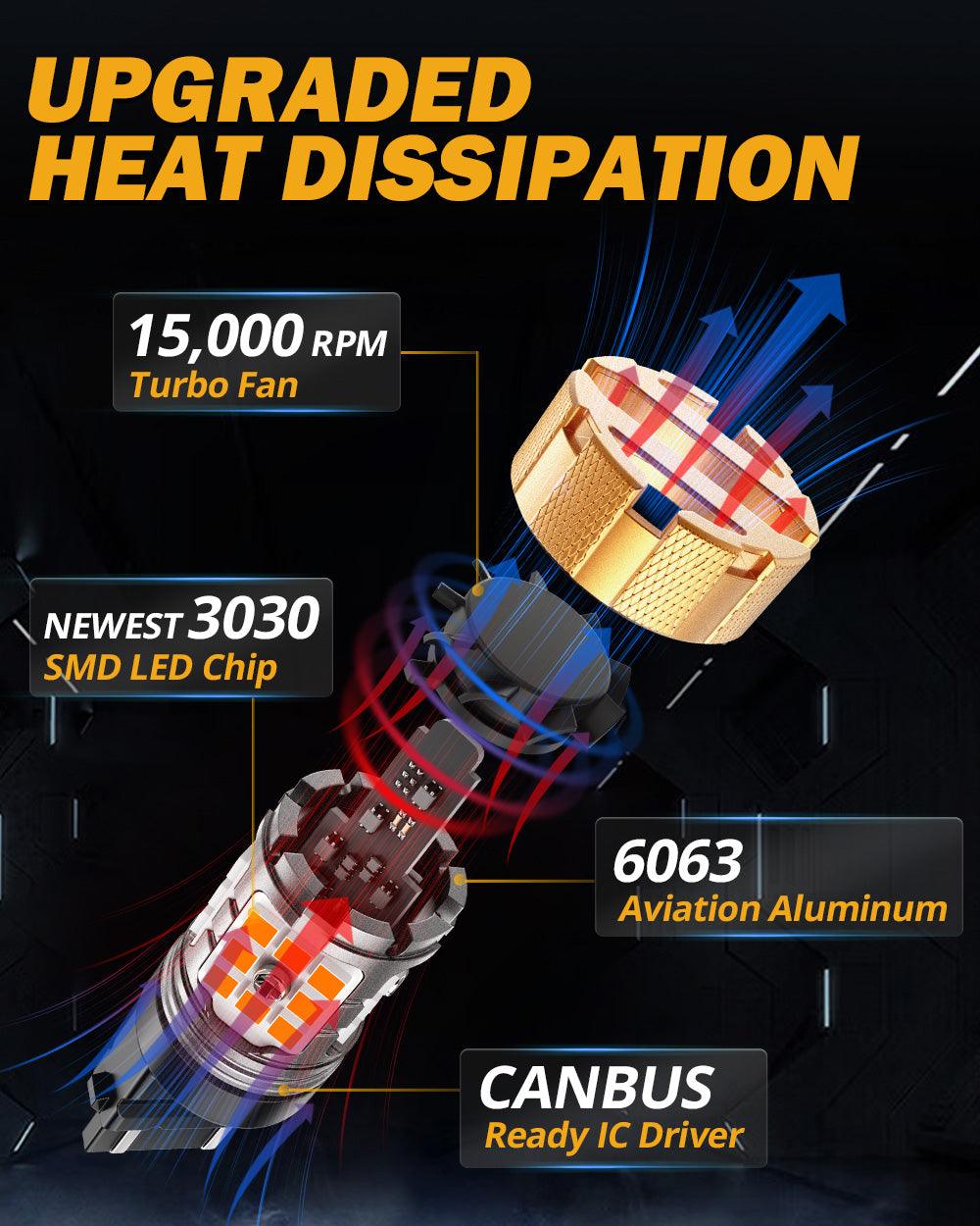 🆕T25 3157 3156 LED Turn Signal Light Rear/Front, Side Maker Light Bulbs 50W 4000LM CAN-Bus Error Free 3000K Amber B21-PRO Series |2 Bulbs