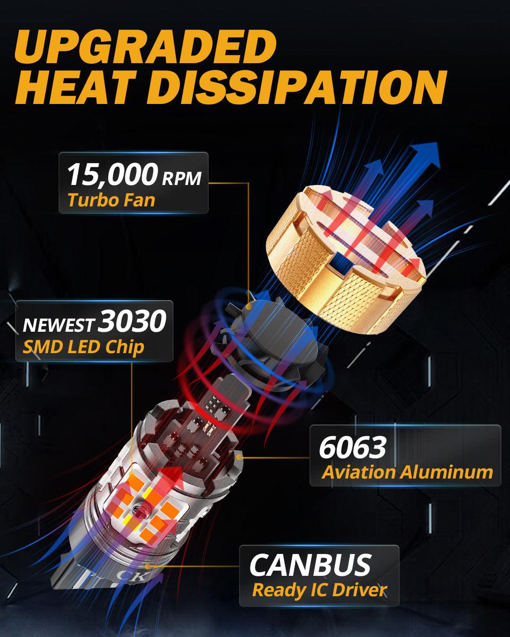 🆕 7443 US-CK LED Front Turn Signal & DRL Light Bulbs 50W 4000LM CAN-Bus Error Free Dual Color Switchback White & Amber B21-PRO Series | 2 Bulbs