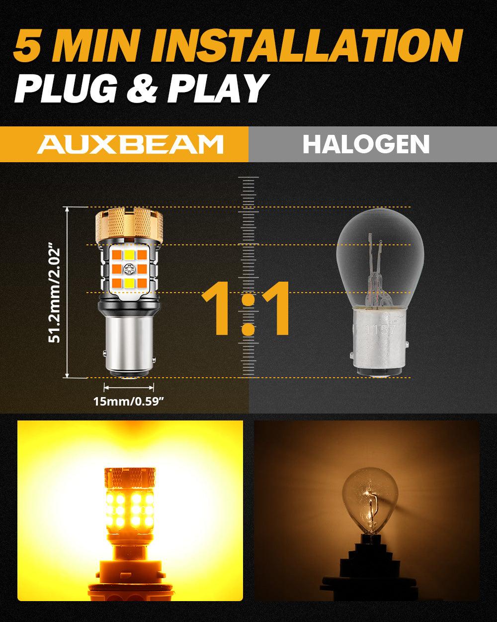 🆕 1157 BAY15D LED Front Turn Signal & DRL Light Bulbs 50W 4000LM CAN-Bus Error Free Dual Color Switchback White & Amber B21 Series | 2 Bulbs