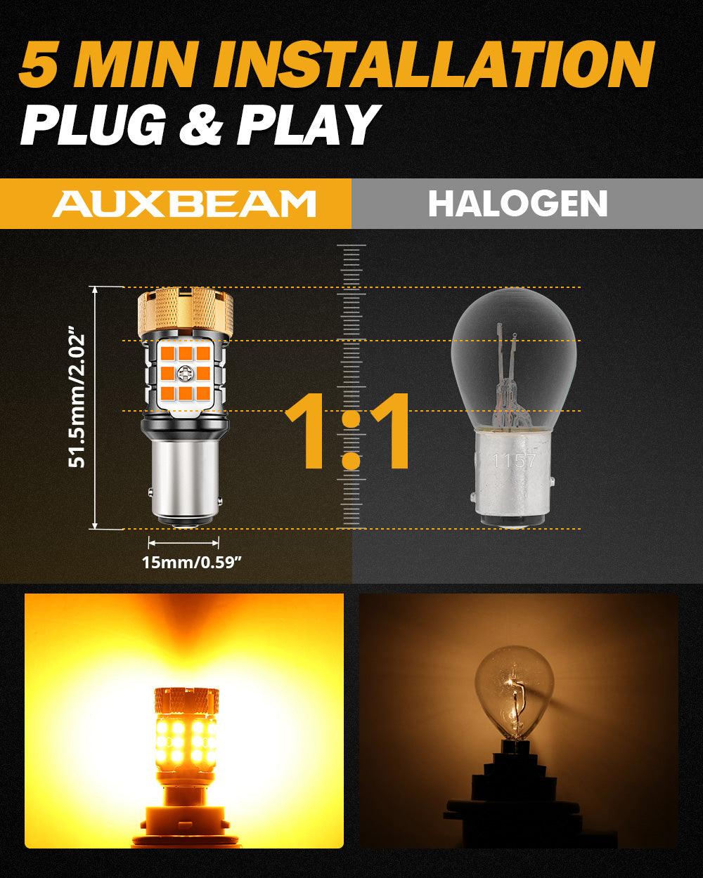 🆕1157 BAY15D LED Turn Signal Light Rear/Front, Side Maker Light Bulbs 50W 4000LMCAN-Bus Error Free 3000K Amber B21-PRO Series |2 Bulbs