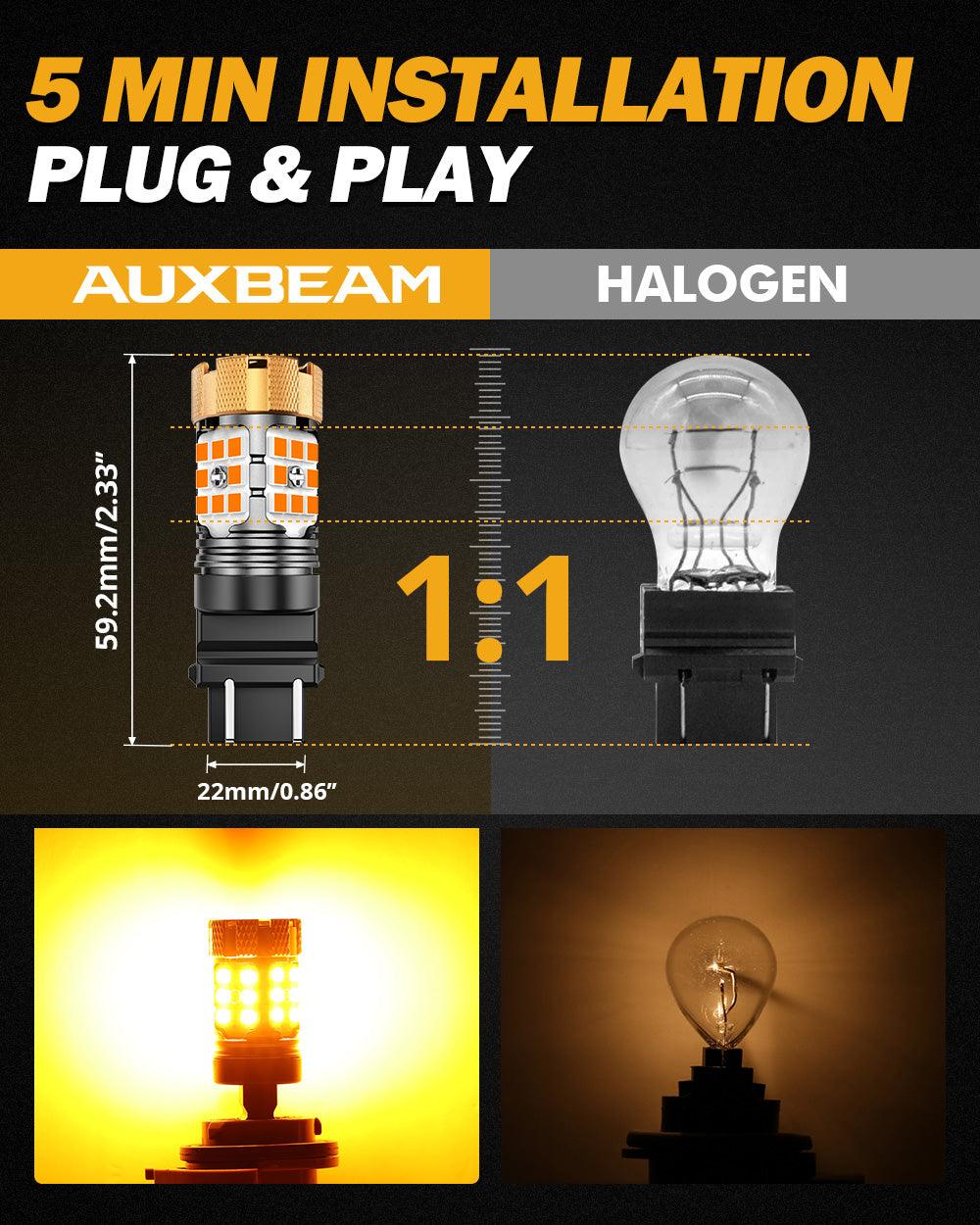 🆕T25 3157 3156 LED Turn Signal Light Rear/Front, Side Maker Light Bulbs 50W 4000LM CAN-Bus Error Free 3000K Amber B21-PRO Series |2 Bulbs