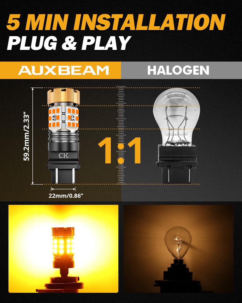 🆕3157 US-CK LED Turn Signal Light Rear/Front, Side Maker Light Bulbs 50W 4000LM CAN-Bus Error Free 3000K Amber B21-PRO Series |2 Bulbs