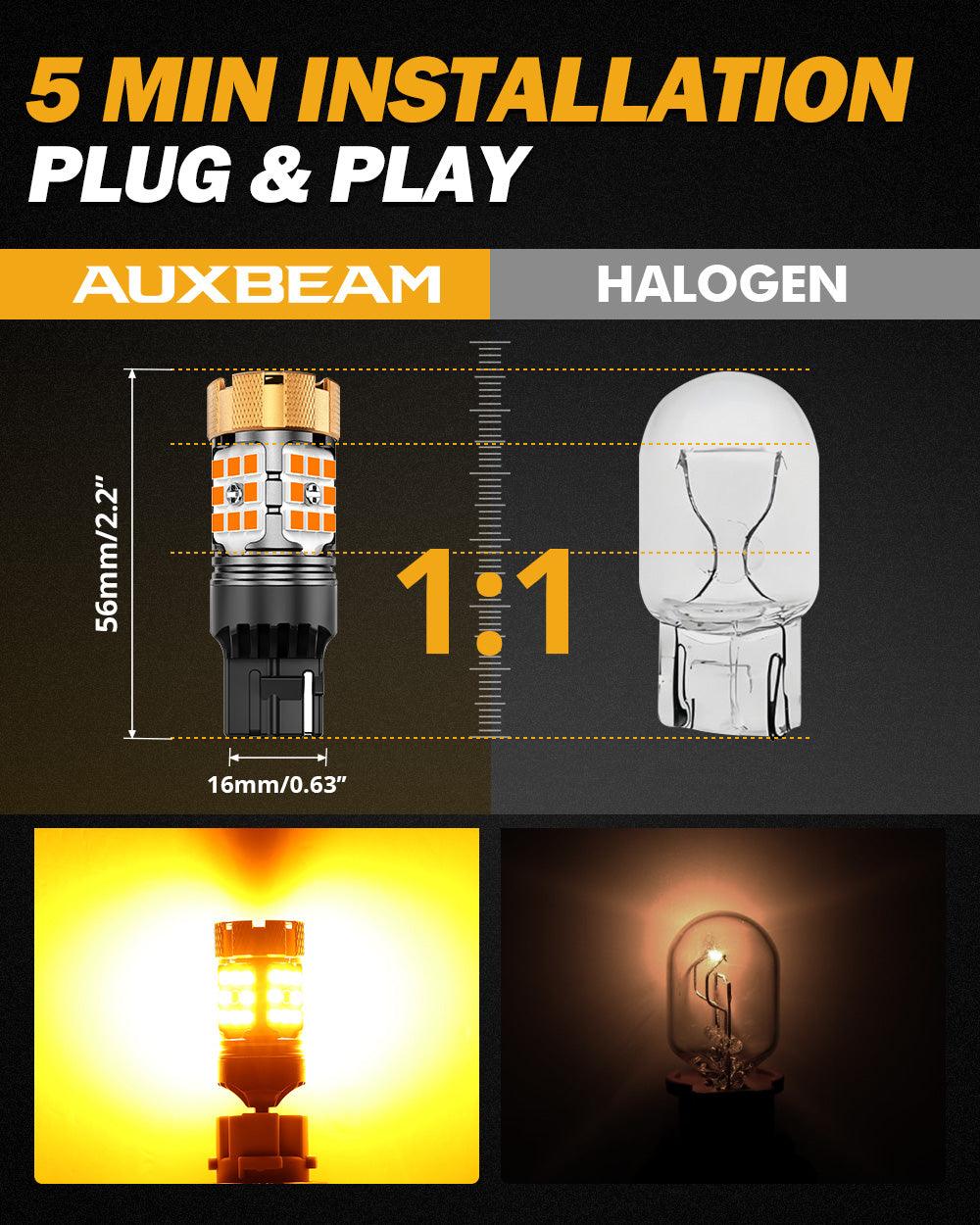 🆕7440 7440A LED Turn Signal Light Rear/Front, Side Maker Light Bulbs 50W 4000LM CAN-Bus Error Free 3000K Amber B21-PRO Series |2 Bulbs