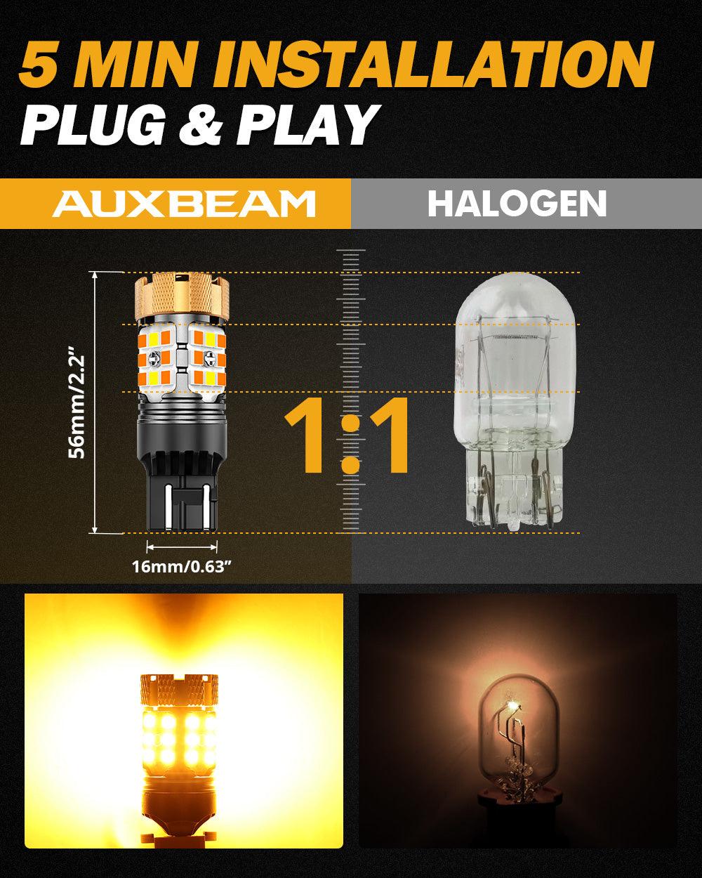 🆕T20 7443 LED Front Turn Signal & DRL Light Bulbs 50W 4000LM CAN-Bus Error Free Dual Color Switchback White & Amber B21-PRO Series | 2 Bulbs