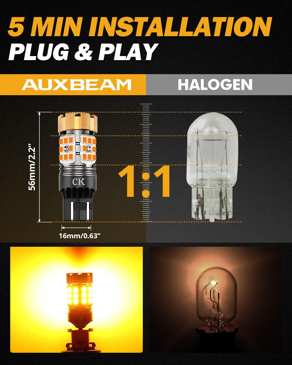 🆕7443 US-CK LED Turn Signal Light Rear/Front, Side Maker Light Bulbs 50W 4000LM CAN-Bus Error Free 3000K Amber B21-PRO Series |2 Bulbs