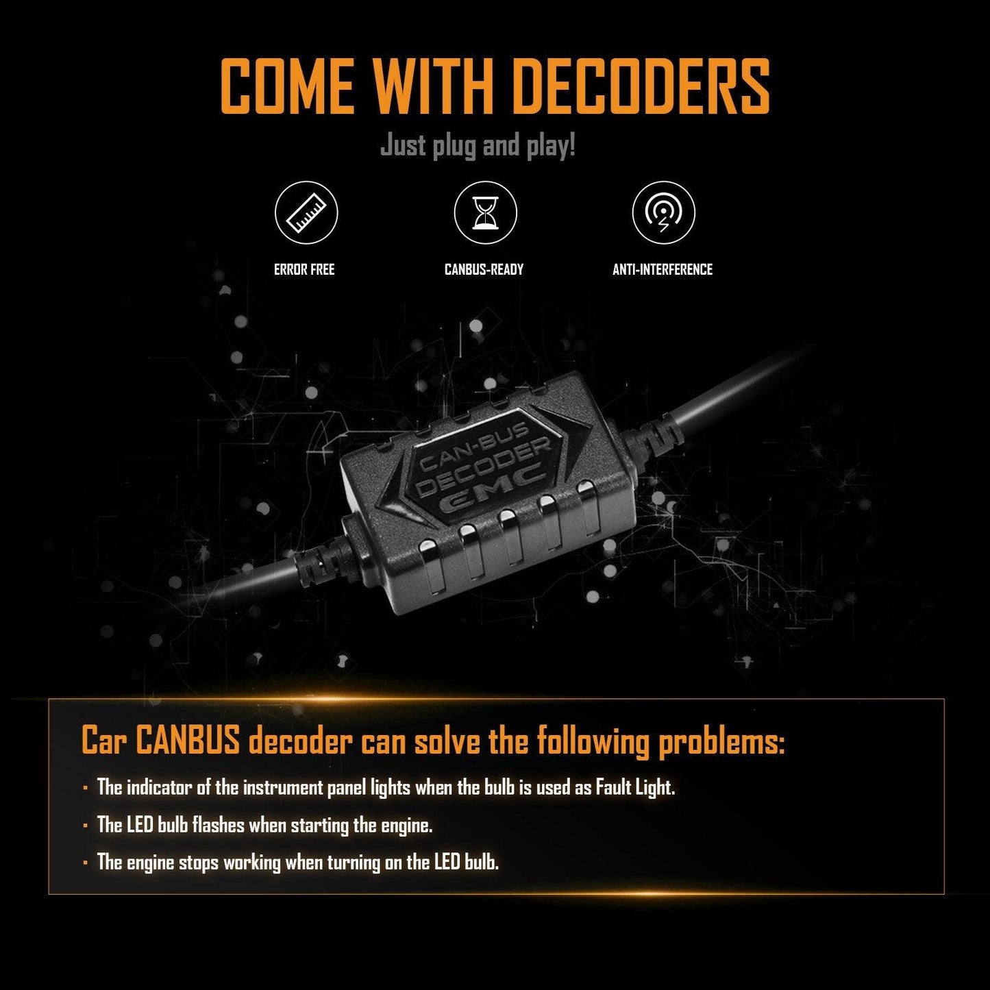 T1 Series Temperature Control Built-in Canbus LED light Bulbs 8000LM