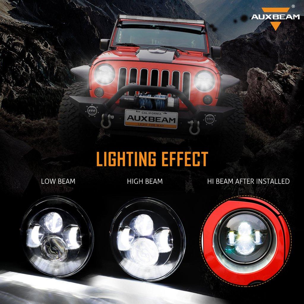 7" LED Headlight Replacement + 4" LED Fog Lights + Smoked LED Taillights + Front Turn Signals &amp; Guard Lights for Jeep Wrangler JK