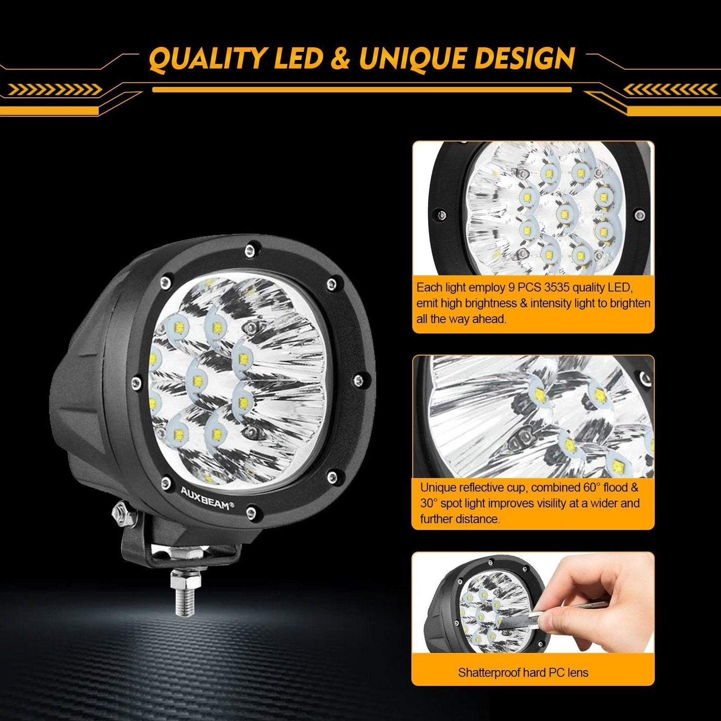 P4 Series | 4 Inch 90W Round LED Driving Lights Spot White Pod Lights 