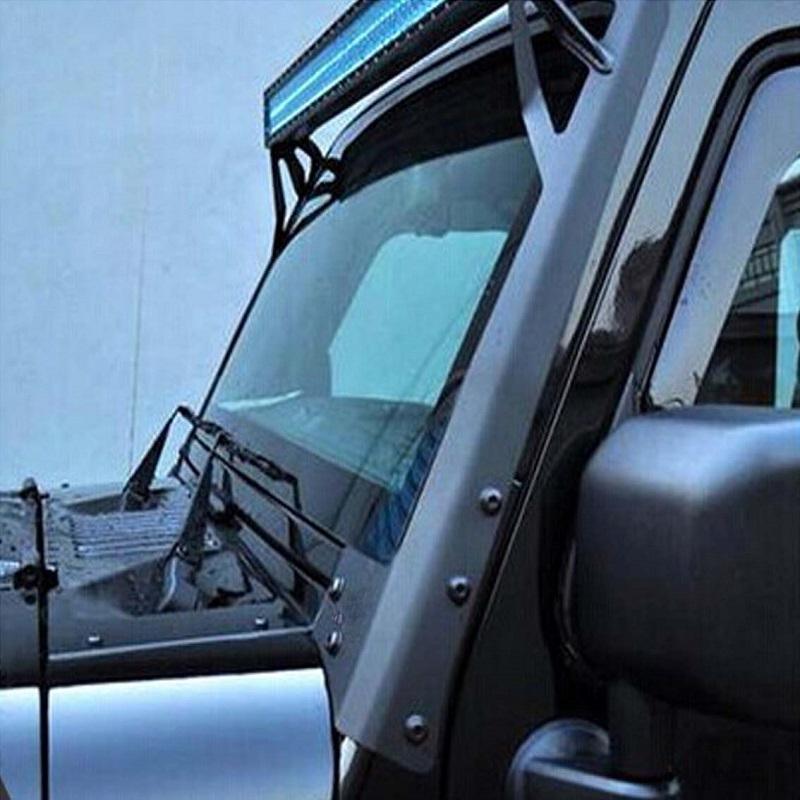 52" 5D-Series Straight LED Light Bar&Windshield Mounting Brackets For Jeep Wrangler JK 2007~2017