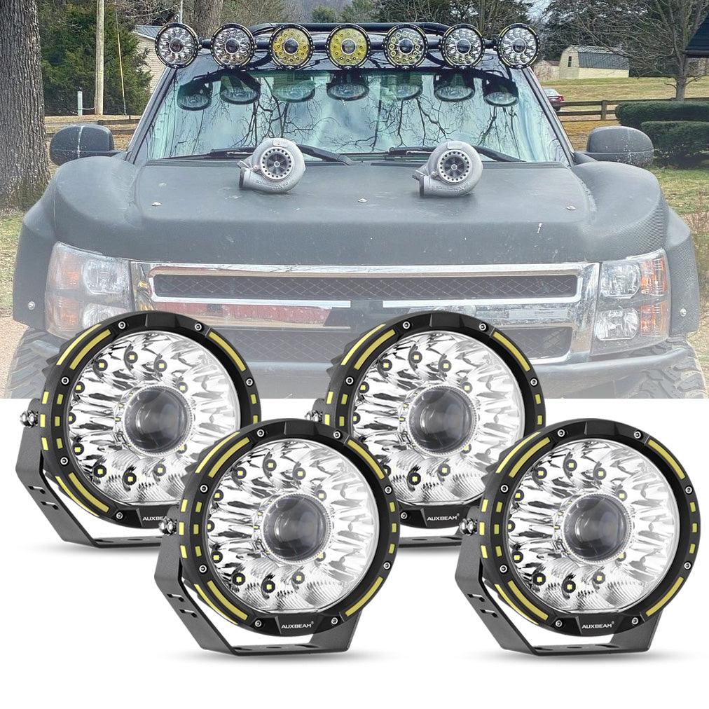 (2pcs/4pcs set) 7 Inch 230W 33332LM 360-PRO Series Custom Lens Offroad LED Driving Lights for 2008 Chevy Silverado 1500 Chevy Silverado 2500 3500 - Auxbeam  – éclairage LED auto