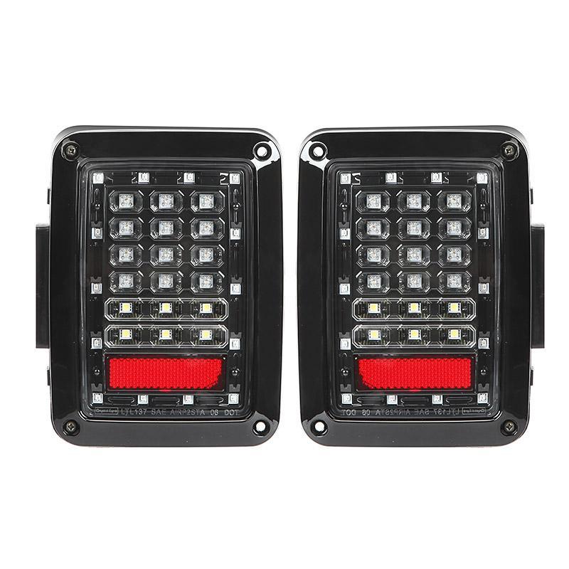 7'' LED Headlight Replacement with Halo Ring, 4'' LED Fog Light & LED Smoke Tail Light Brake Reverse Turn Signal Lamp for Jeep Wrangler JK