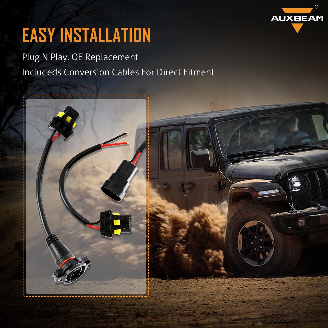 9'' Round 100W LED Headlights with DRL &amp; 4 Inch 30W LED Fog Lights with Adapter Ring for Jeep Wrangler JL 2018-2019