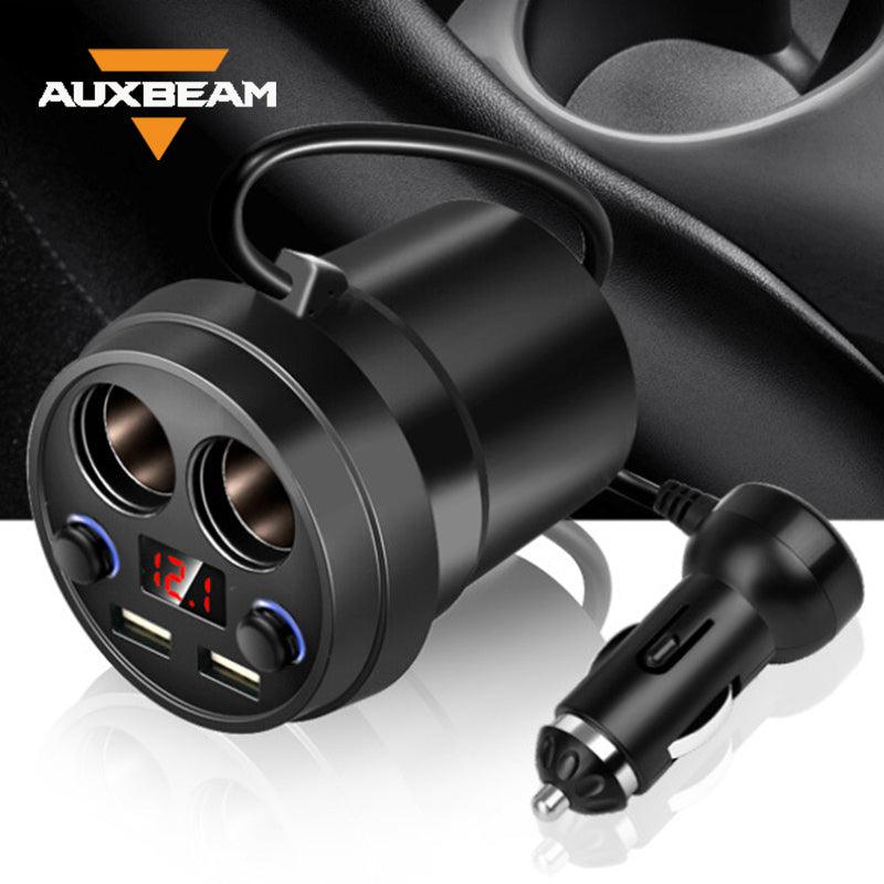 شاحن سيارة Auxbeam متعدد الوظائف مزود بمنفذي USB مزدوجين مع ولاعة سجائر 
