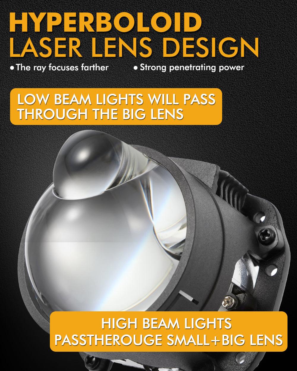 2.5 Inch 90W 70W Hi/Lo Beam Bi-LED Laser Projector Lens Headlight Non-Destructive Installation Projector Lens for Car | 2PCS/Set
