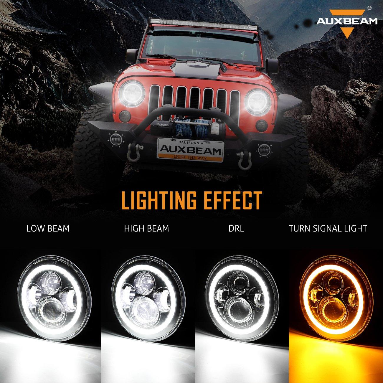 7" LED Halo Headlights + 5D-PRO 52" Straight LED Light Bar + Windshield Mounting Brackets + 18W Flood Beam Pod Lights Set for Jeep Wrangler TJ