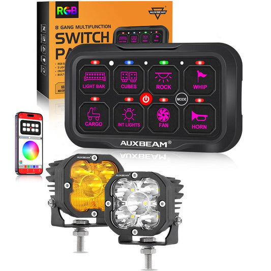 AR-800 RGB Switch Panel + 3 Inch LED Pods with White&Yellow Cover