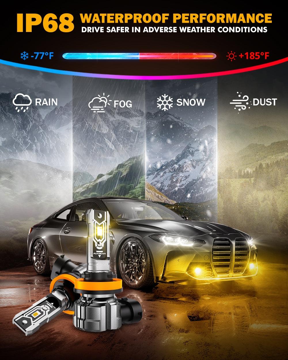 🆕H11 H9 H8 H16JP LED FOG Light/DRL Bulbs 50W 10000LM 3000K Golden Yellow Q5 Series | 2 Bulbs