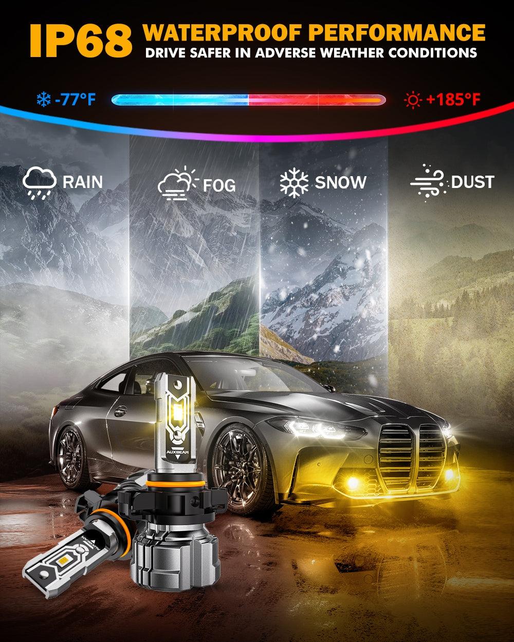 🆕5202 5202 5201 PS24W H16EU LED Fog Light/DRL Bulbs 50W 10000LM 3000K Golden Yellow Q5 Series | 2 Bulbs