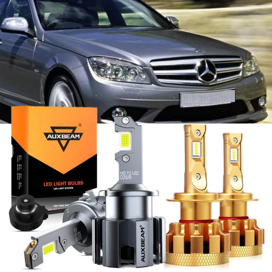 For 2006-2007 Mercedes-Benz C350 with HID headlamps LED Light Bulbs High Low Beam Bundle - Auxbeam  – éclairage LED auto