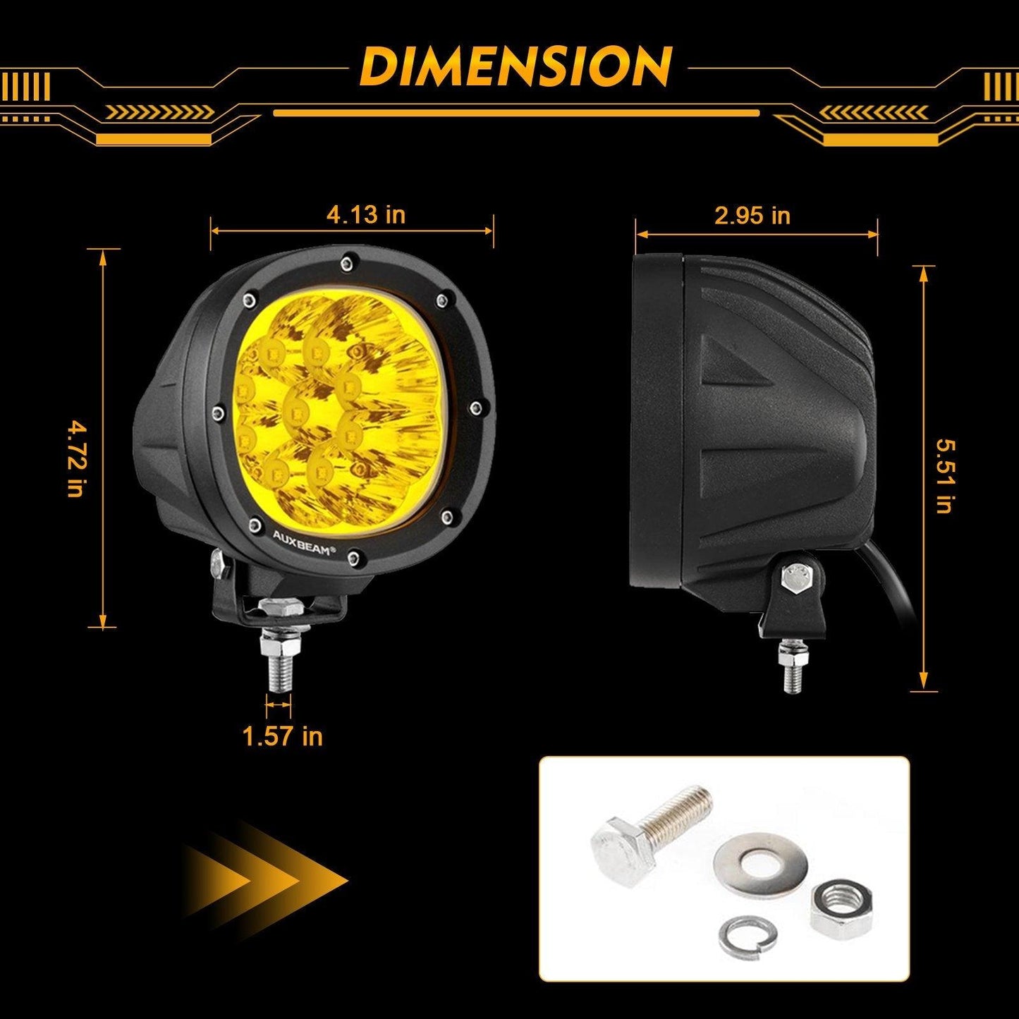 P4 Series | 4 Inch 90W Round LED Driving Lights Spot Amber Pod Lights - Auxbeam  – éclairage LED auto
