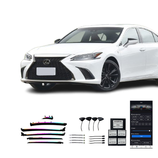 ES 21-24 Vente Directe Usine Éclairage Ambiant Intérieur Voiture Bois Noir Grain Magique 18 Lumières Pour Lexus ES 21-24