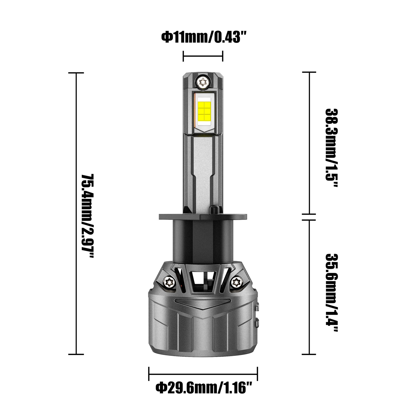 مصابيح أمامية LED H1، 100 واط، 22000 لومن، سلسلة F18، مقاس صغير، 6500 كلفن، أبيض بارد | مصباحان