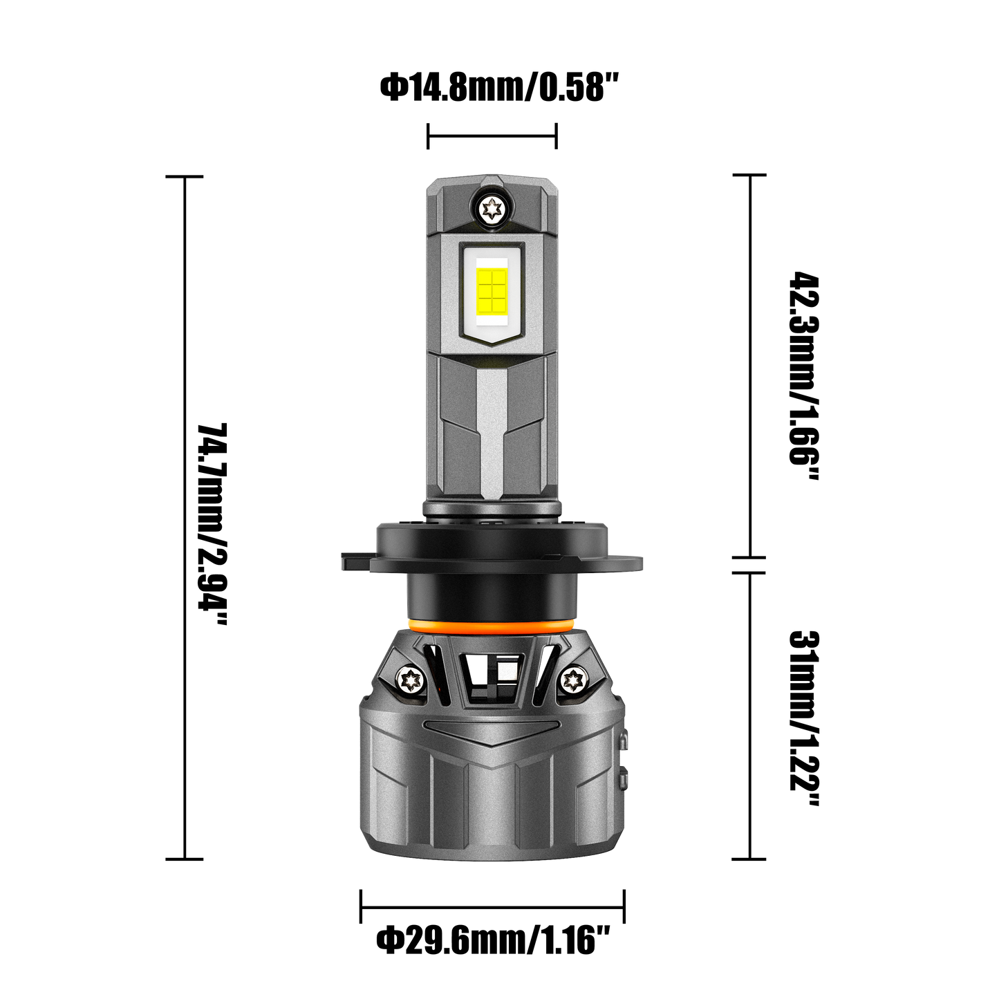 مصابيح أمامية LED H7، بقوة 100 واط، 22000 لومن، سلسلة F18، مقاس صغير، 6500 كلفن، لون أبيض بارد | مصباحان