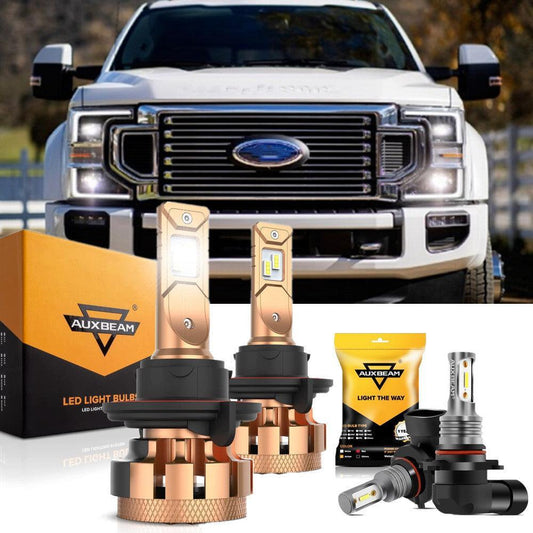 For 2005-2020 Ford F250 Super Duty F-16 Plus Series H13 Built-in Canbus Automotive Grade 14000LM LED Light Bulbs High Low Beam Bundle
