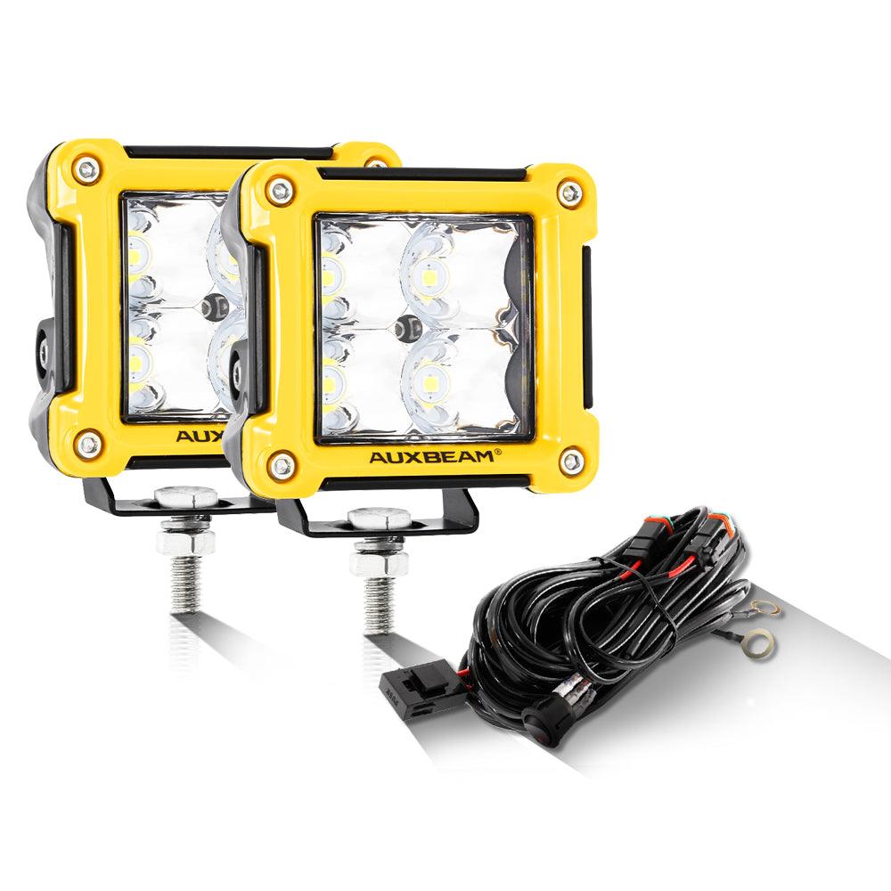 3" 40W LED Pods Light Spot/Flood Multicolor frame with wiring harness for JEEP - Auxbeam  – éclairage LED auto