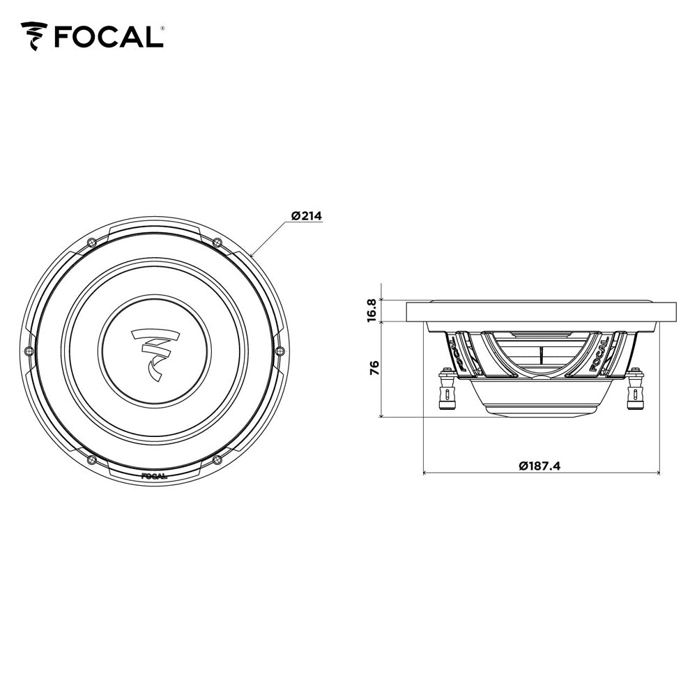 FOCAL Subwoofer FLAX EVO-Serie, 20cm, flache Bauform