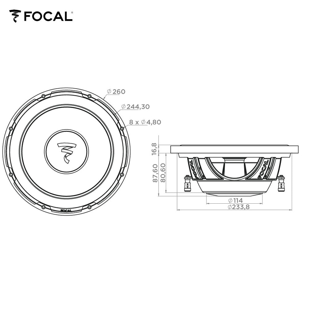 FOCAL Subwoofer FLAX EVO-Serie, 25cm, flache Bauform