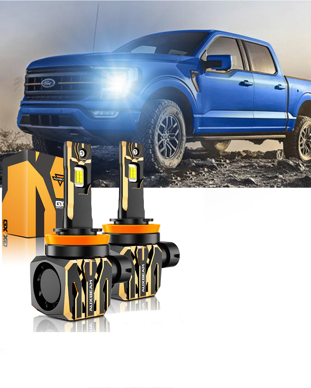 For 2015-2020 Ford F-150 9005 H11 LED Headlight Bulbs Bundle